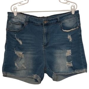 Jeans Shorts Size 19/20 Plus Womans Denim Distressed Women's Blue Summer Beachy